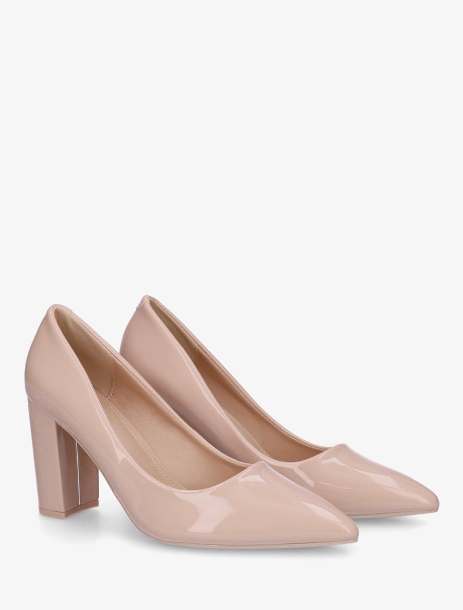 Escarpins vernis en simili à talon haut - Nude - 4