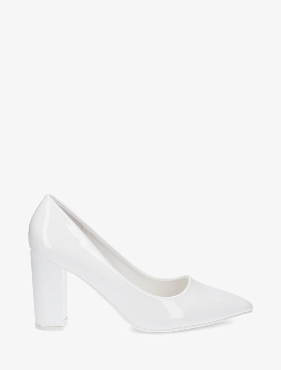 Escarpins vernis en simili à talon haut - Blanc - 1