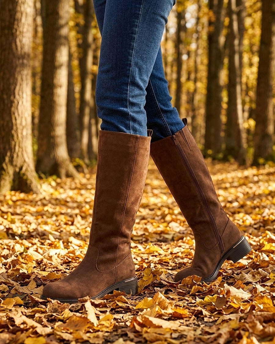 Bottes cavalières en suédine - Marron