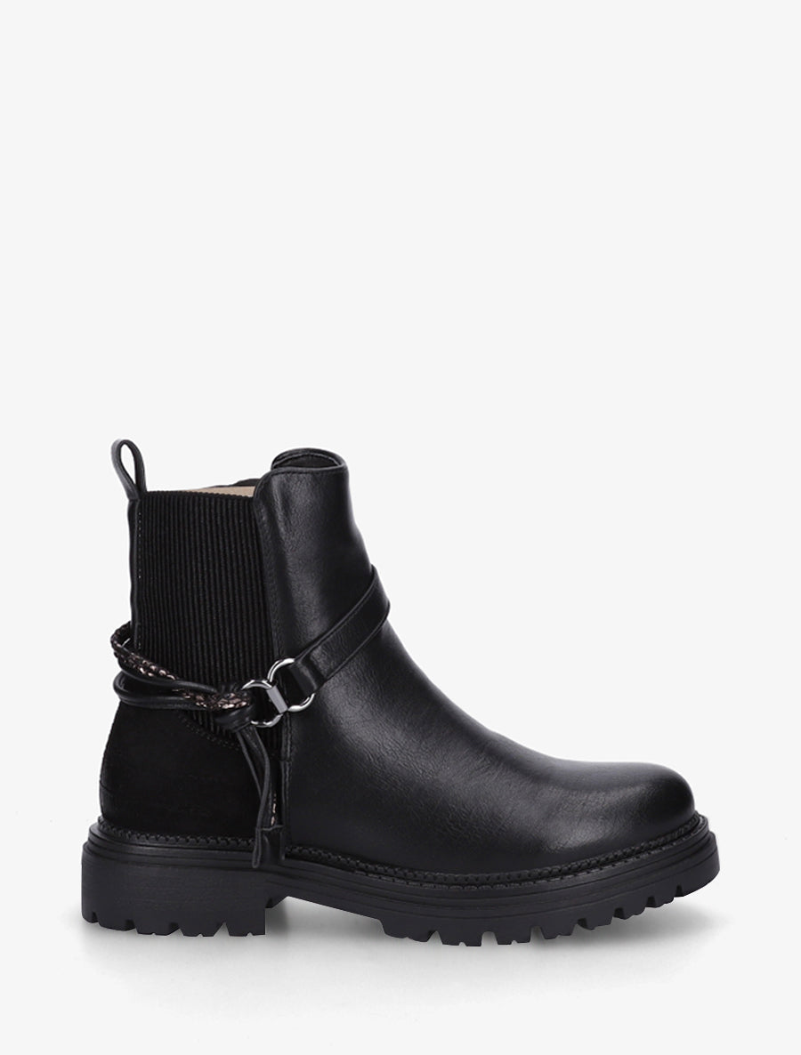Bottines chelsea à brides décorative à enroulement et contrefort croco - Noir - 1