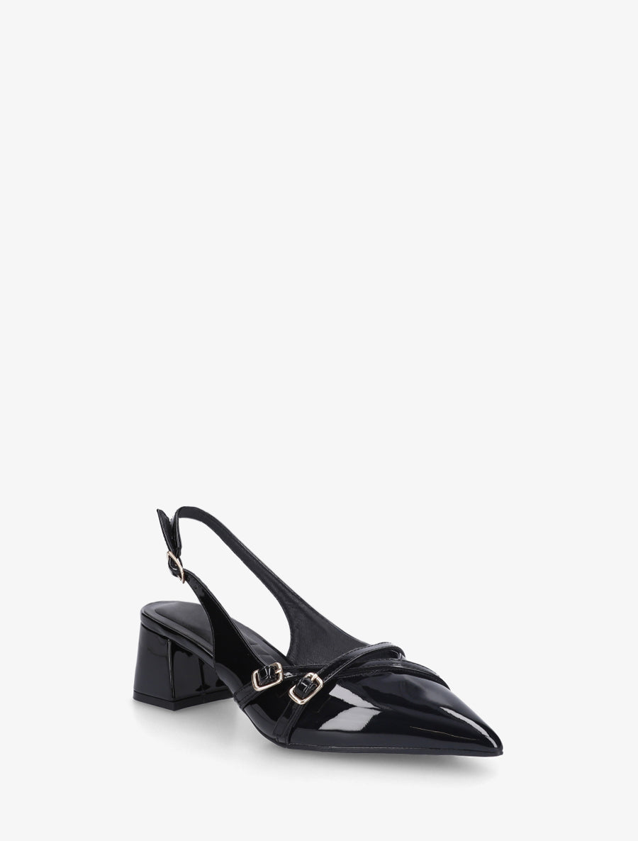 Escarpins vernis à brides décoratives - Noir - 2