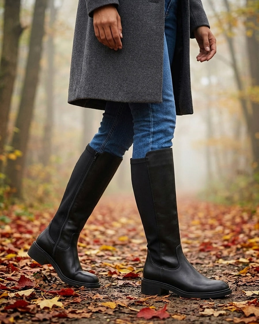 Bottes bimatière unies - Noir