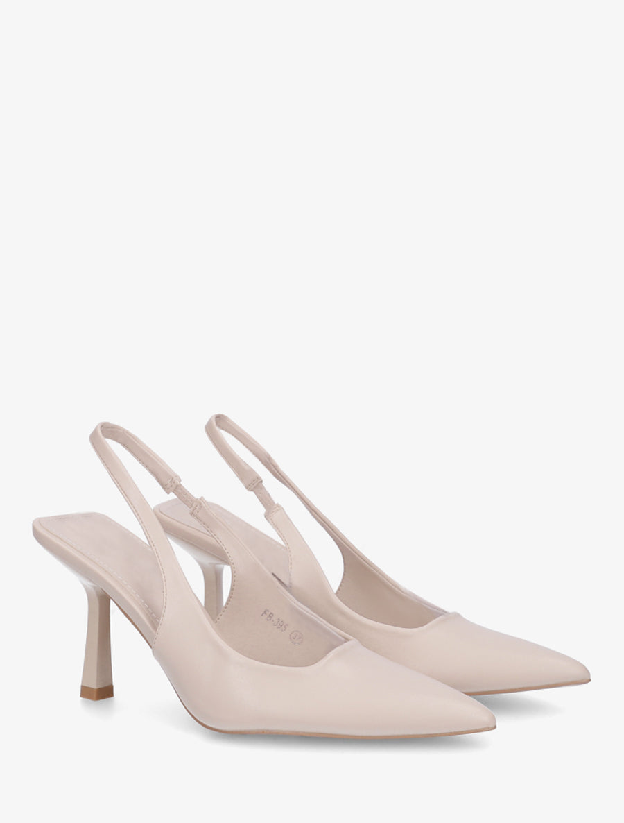 Escarpins pointus à talon ouvert - Beige - 4