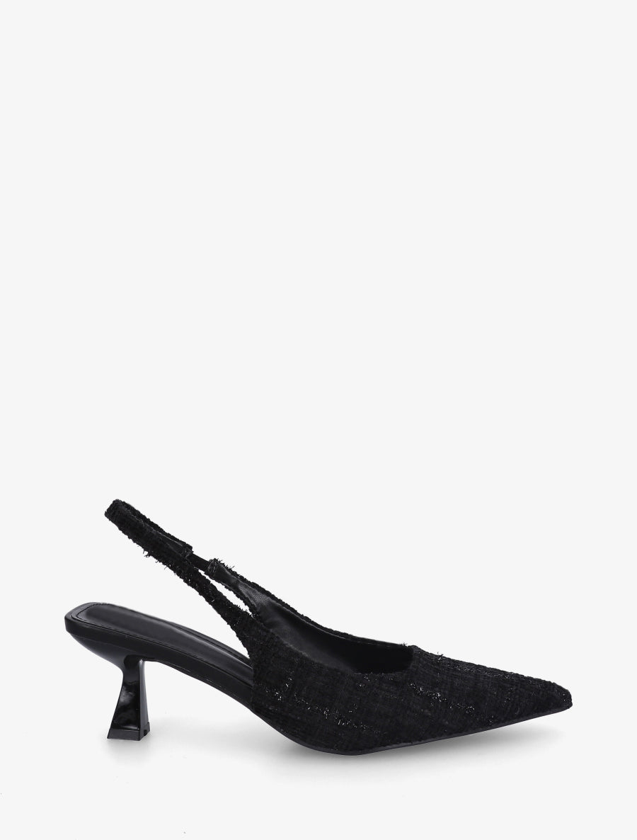 Escarpins pointus en tweed - Noir - 1