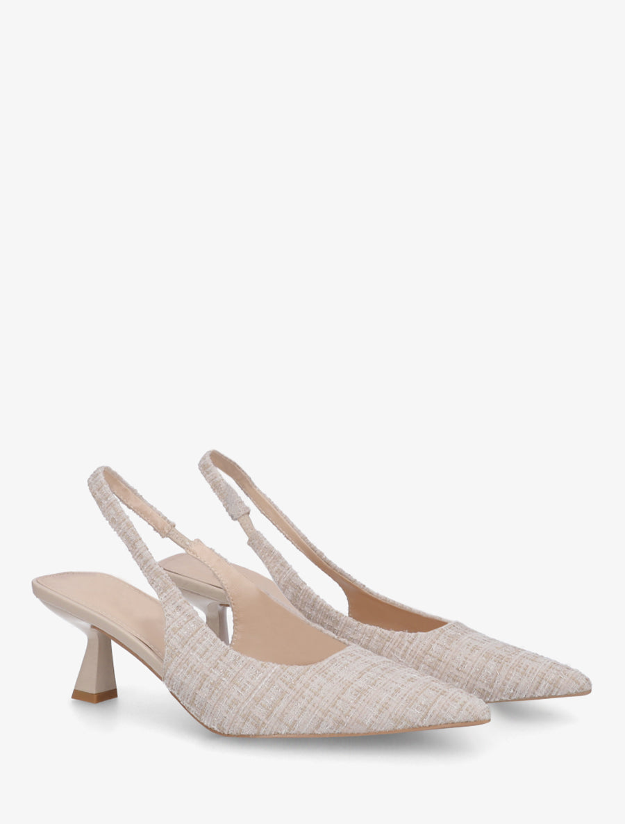 Escarpins pointus en tweed - Beige - 4
