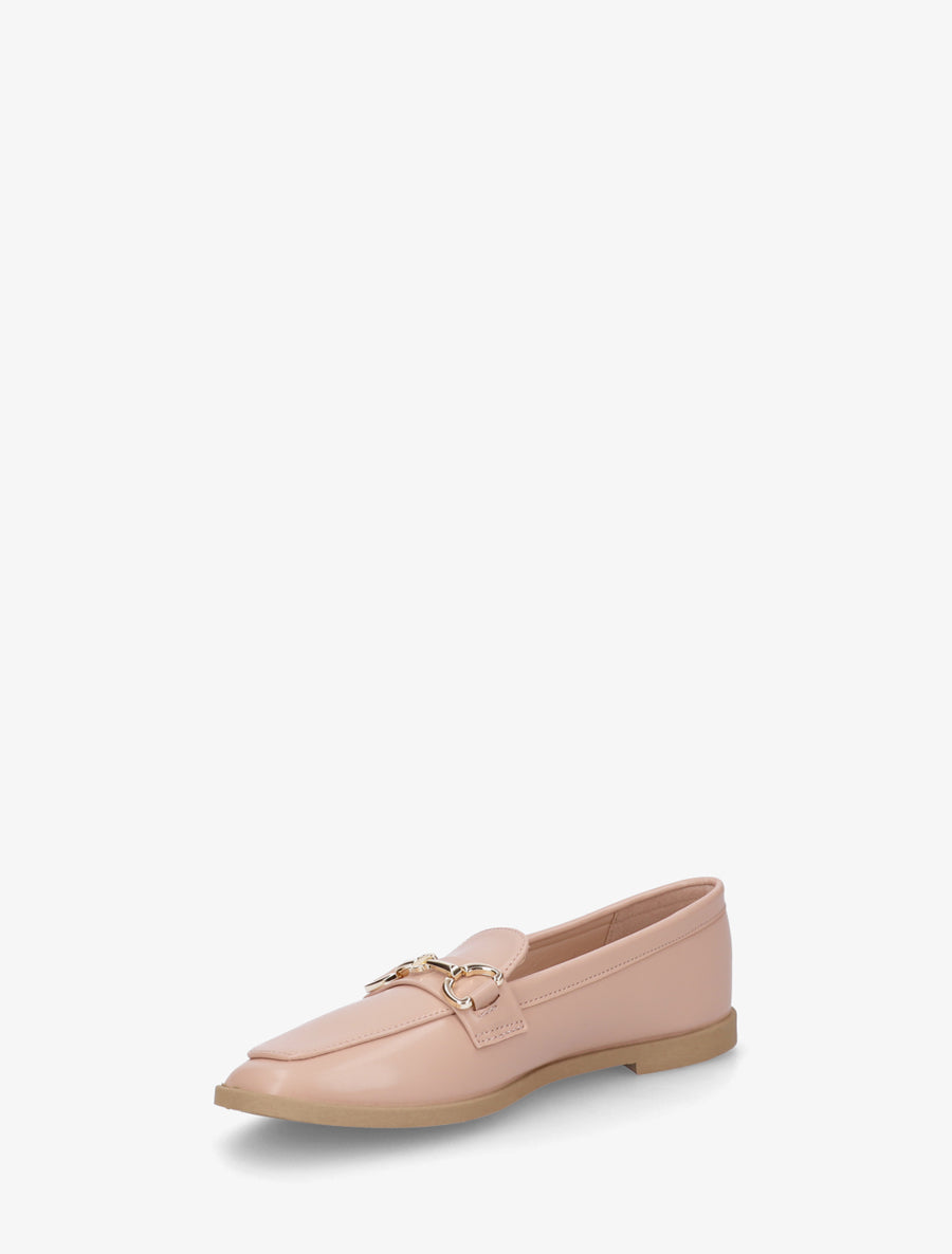 Mocassins en simili à boucle bijou - Nude - 3