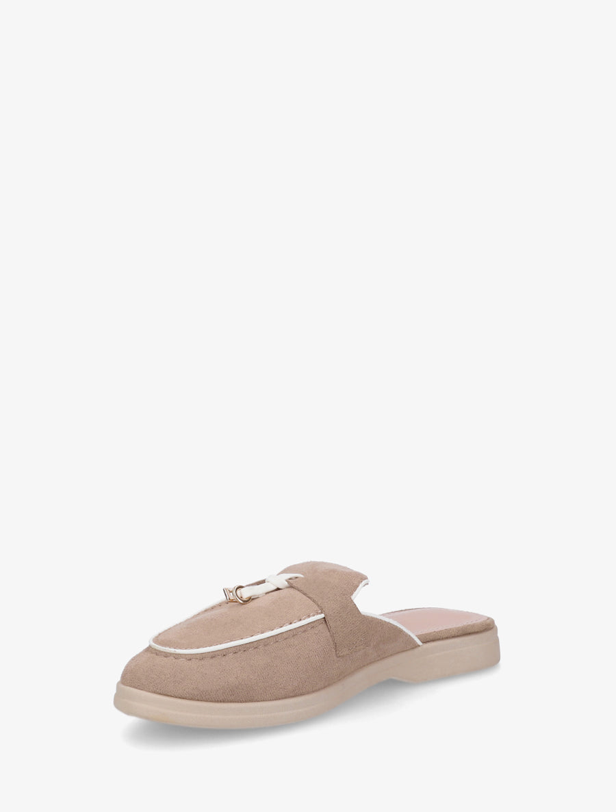 Mules plates à bouts fermés et bijoux - Taupe - 3