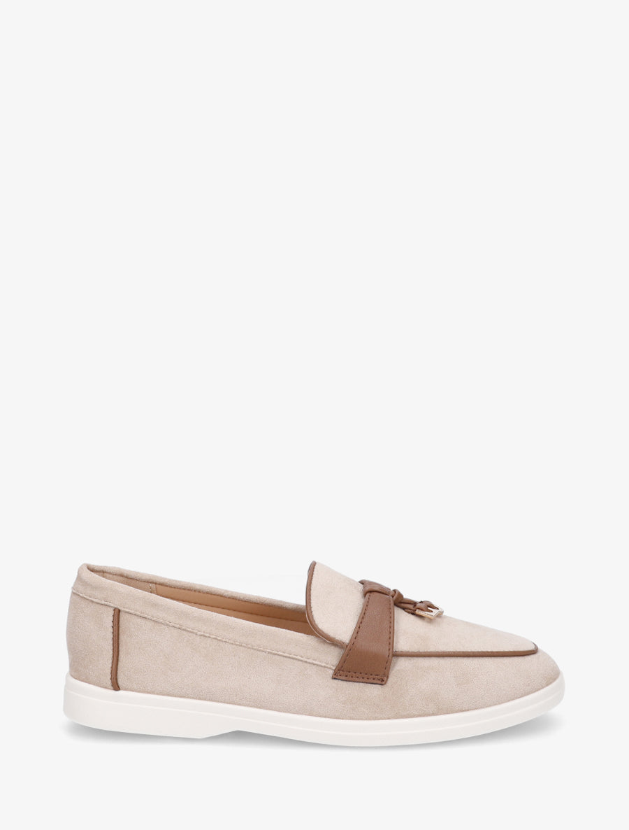 Mocassins en suédine à boucle - Taupe - 1