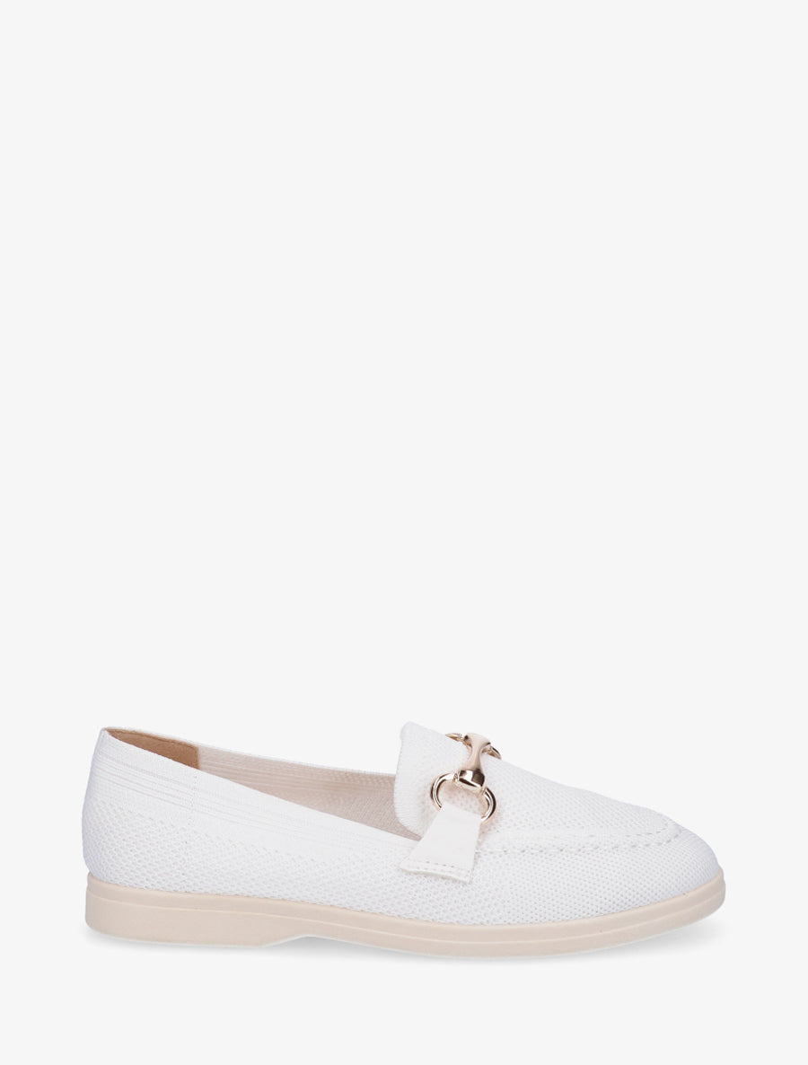 Mocassins en mesh à boucle décorative - Blanc - 1