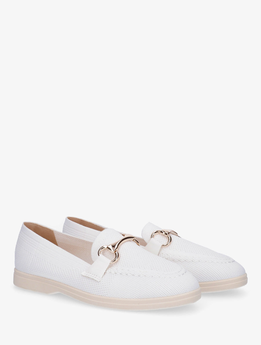 Mocassins en mesh à boucle décorative - Blanc - 4