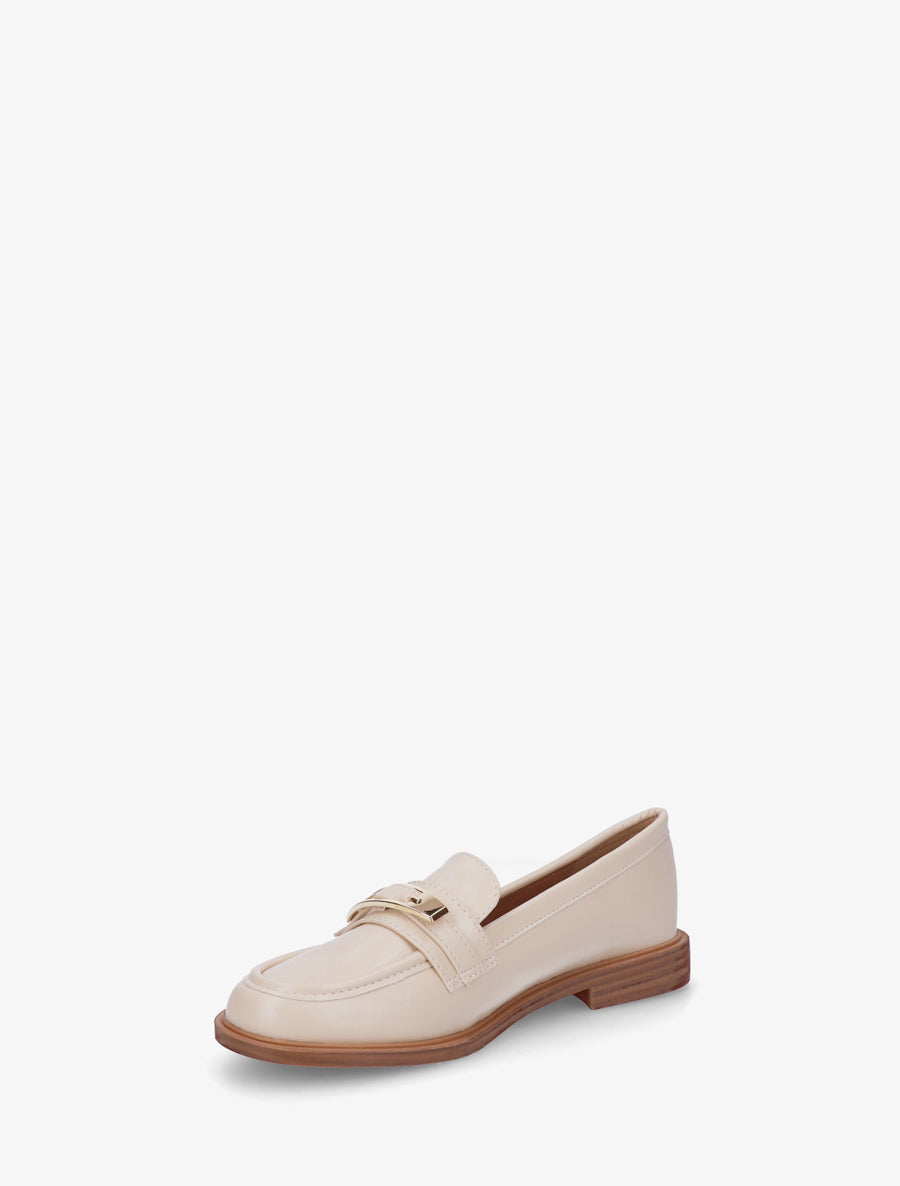 Mocassins en simili à boucle décorative - Beige - 3