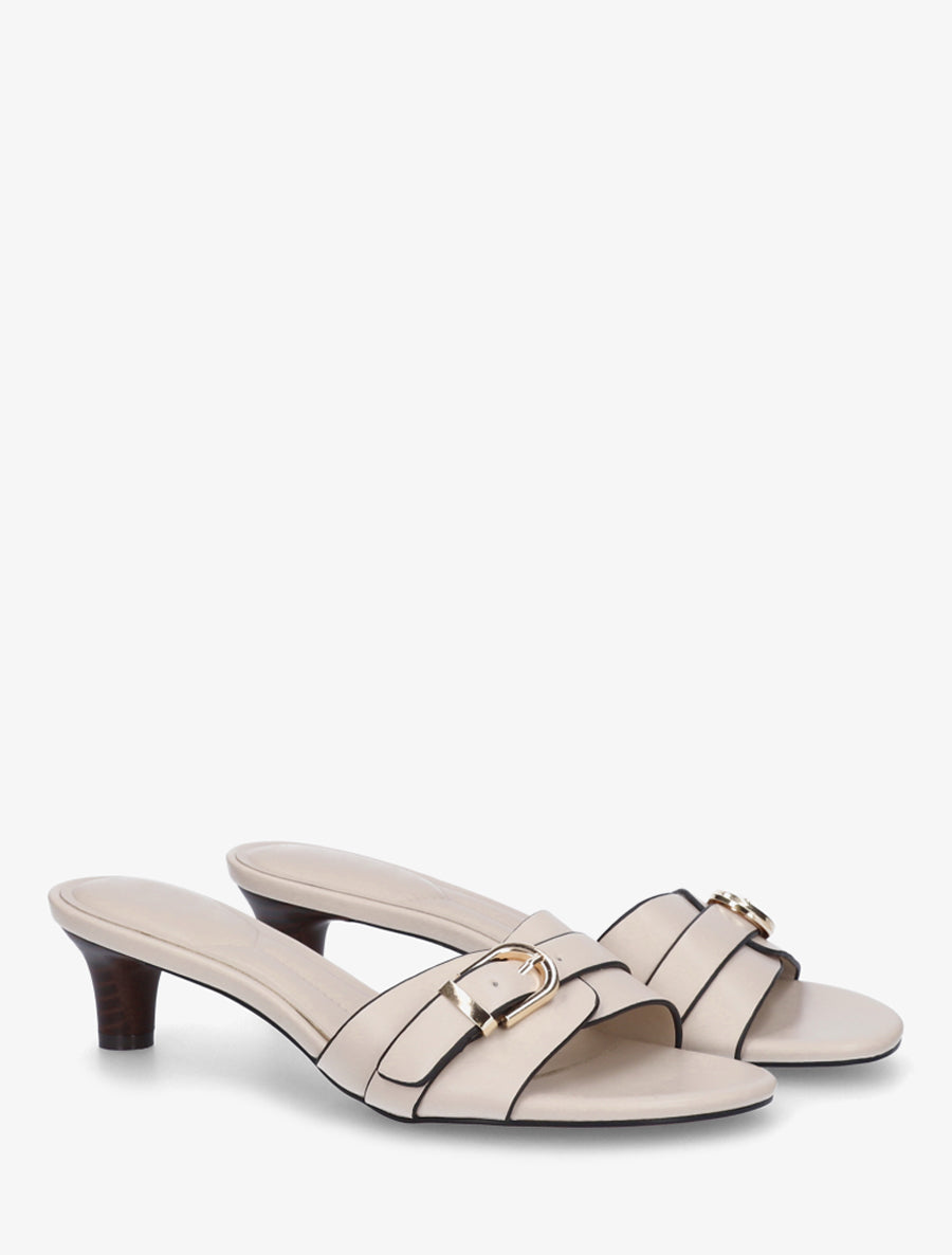 Mules en simili à boucle - Beige - 4