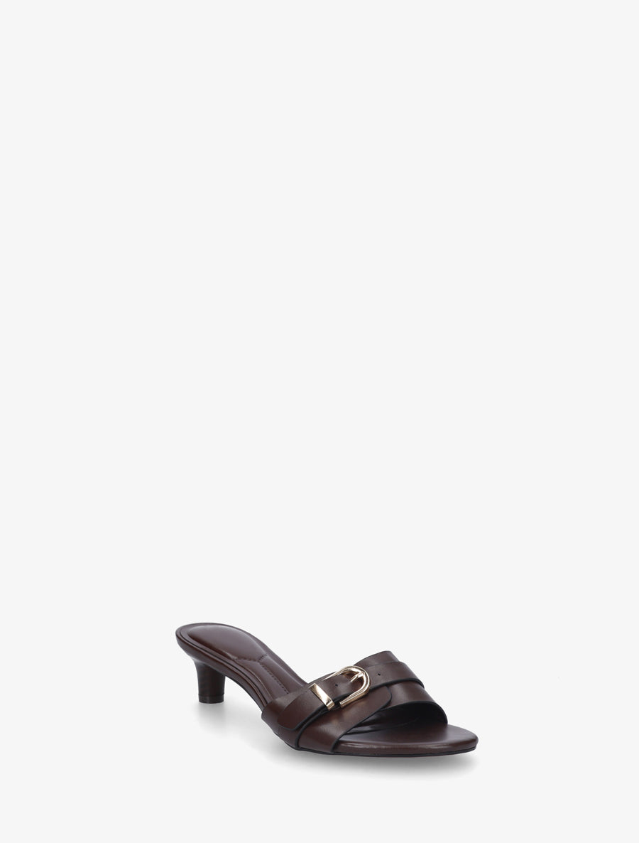 Mules en simili à boucle - Marron - 2