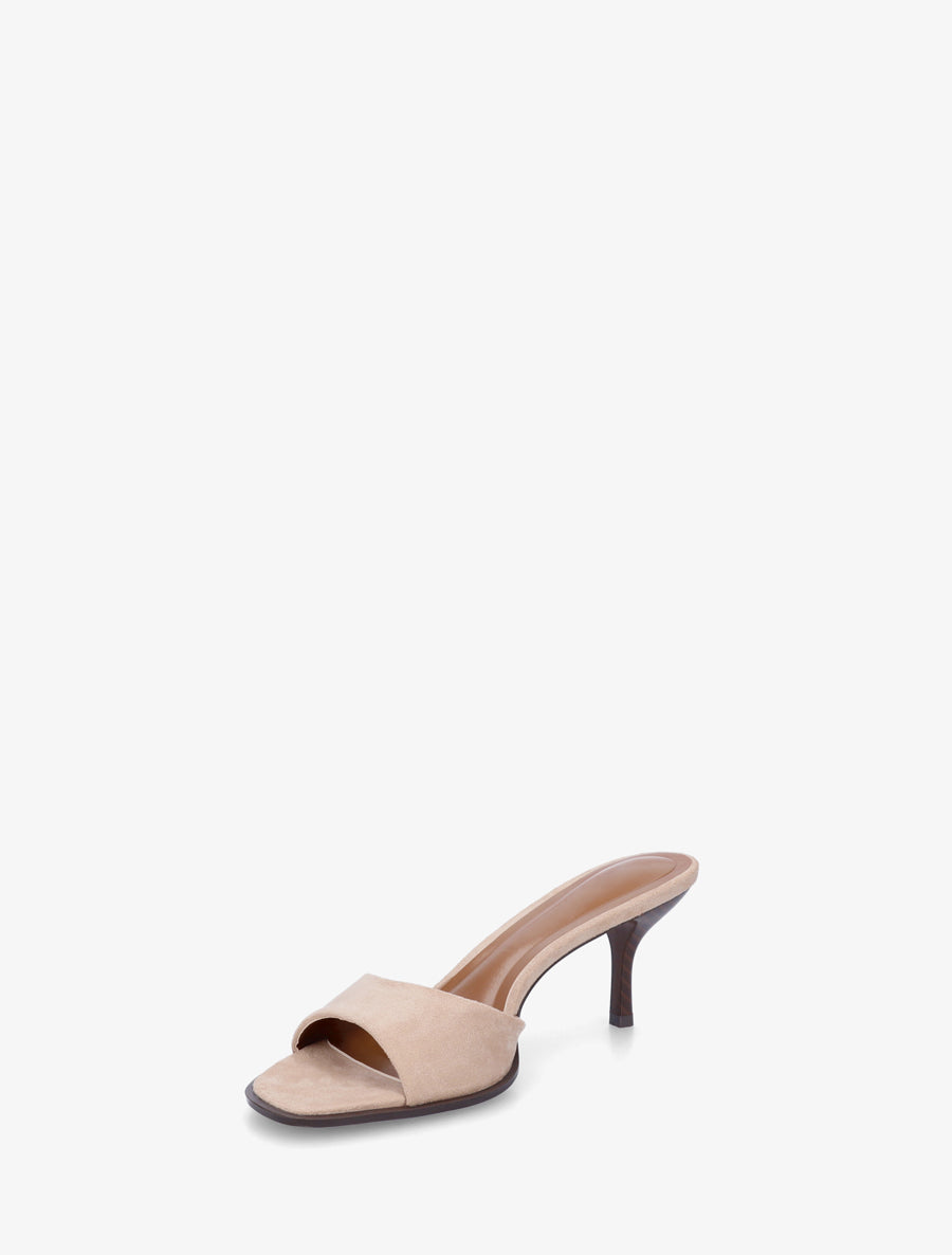 Mules en suédine à talon aiguille - Taupe - 3