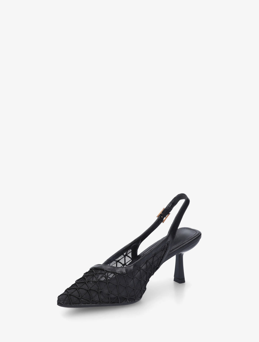 Escarpins pointus à quadrillage - Noir - 3