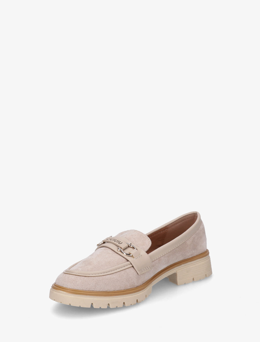 Mocassins en suédine à boucle décorative - Taupe - 3