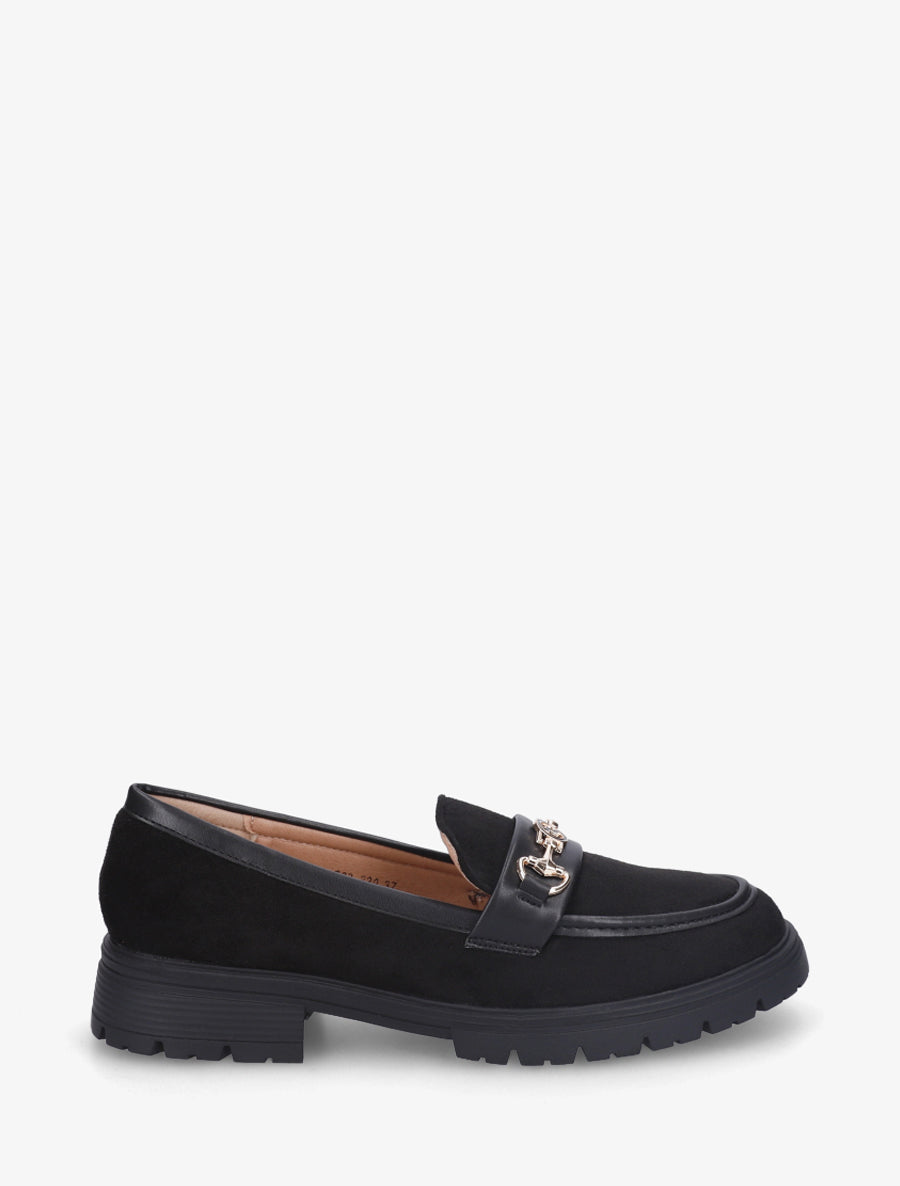 Mocassins en suédine à boucle fantaisie - Noir - 1