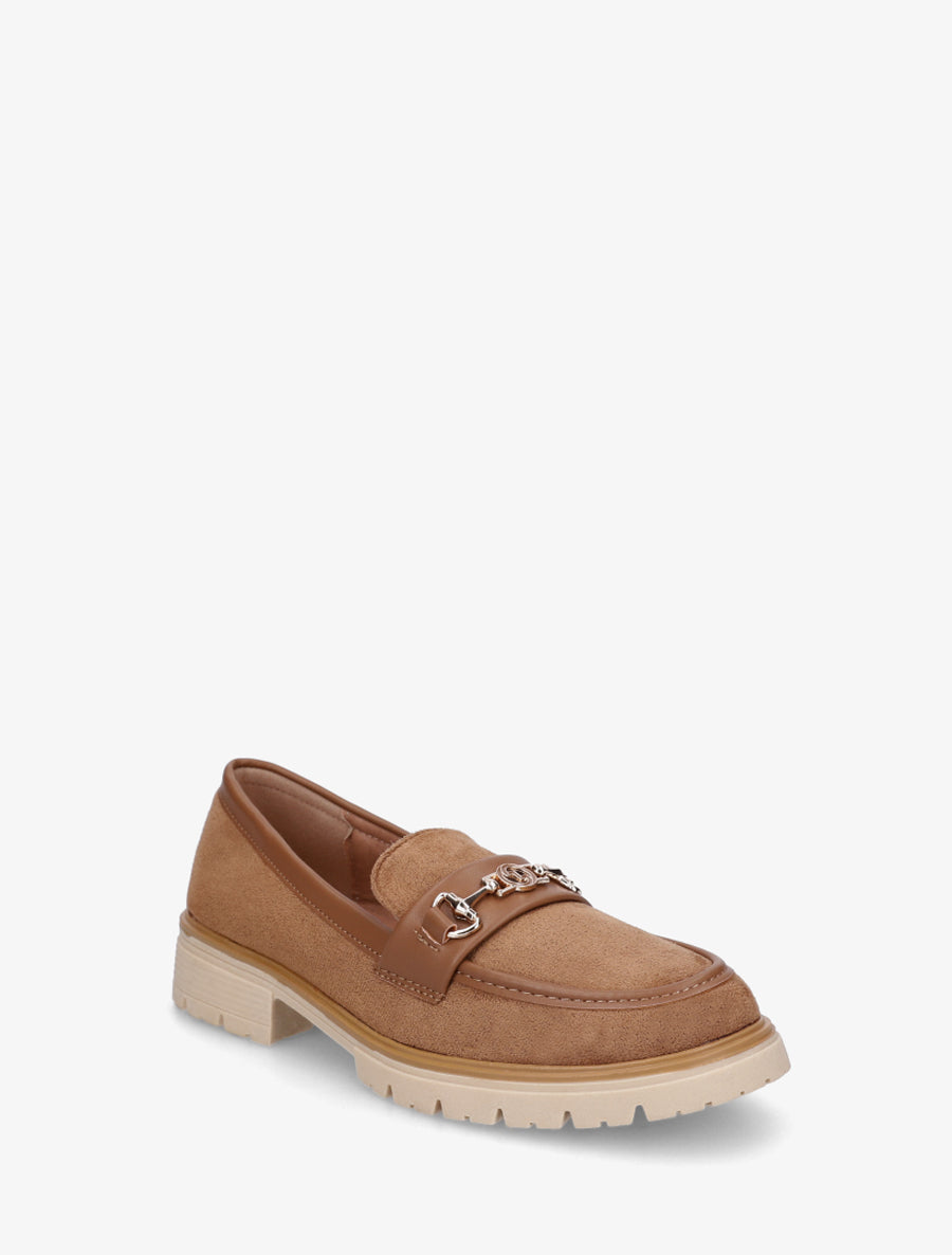 Mocassins en suédine à boucle fantaisie - Camel - 2