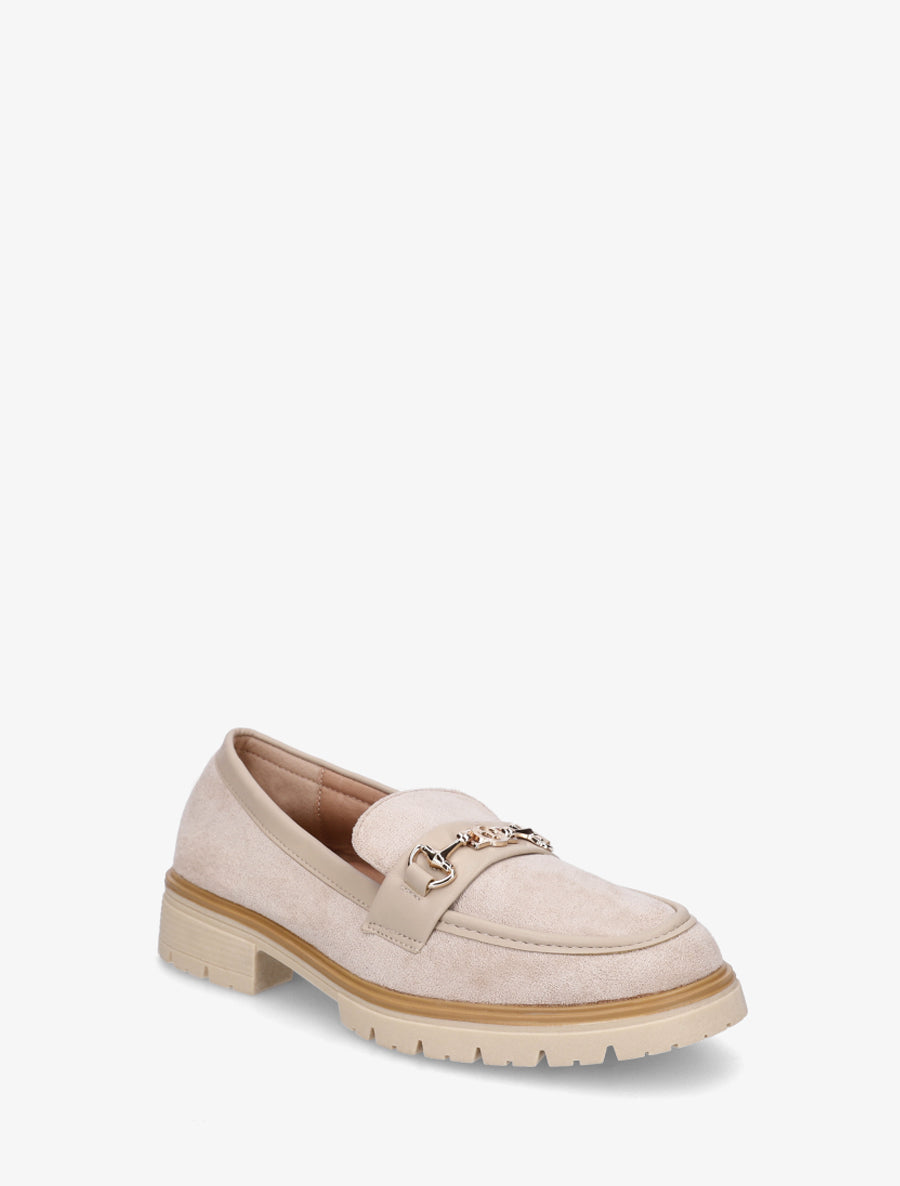 Mocassins en suédine à boucle fantaisie - Beige - 2