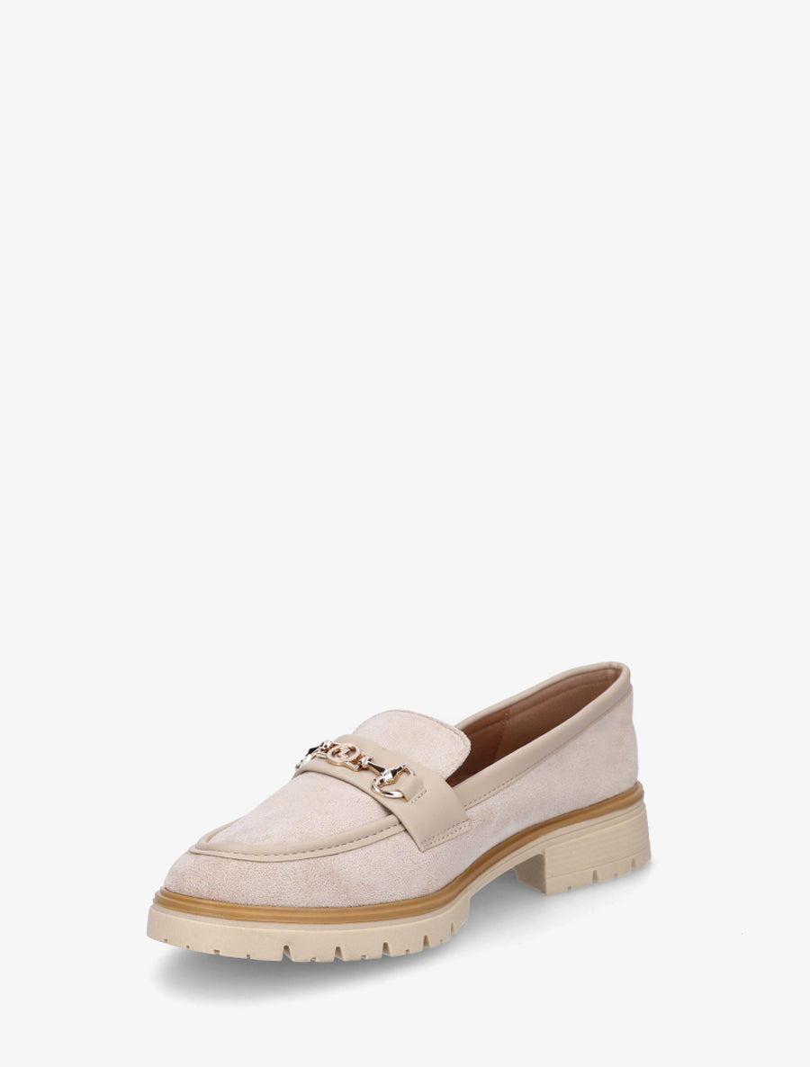 Mocassins en suédine à boucle fantaisie - Beige - 3