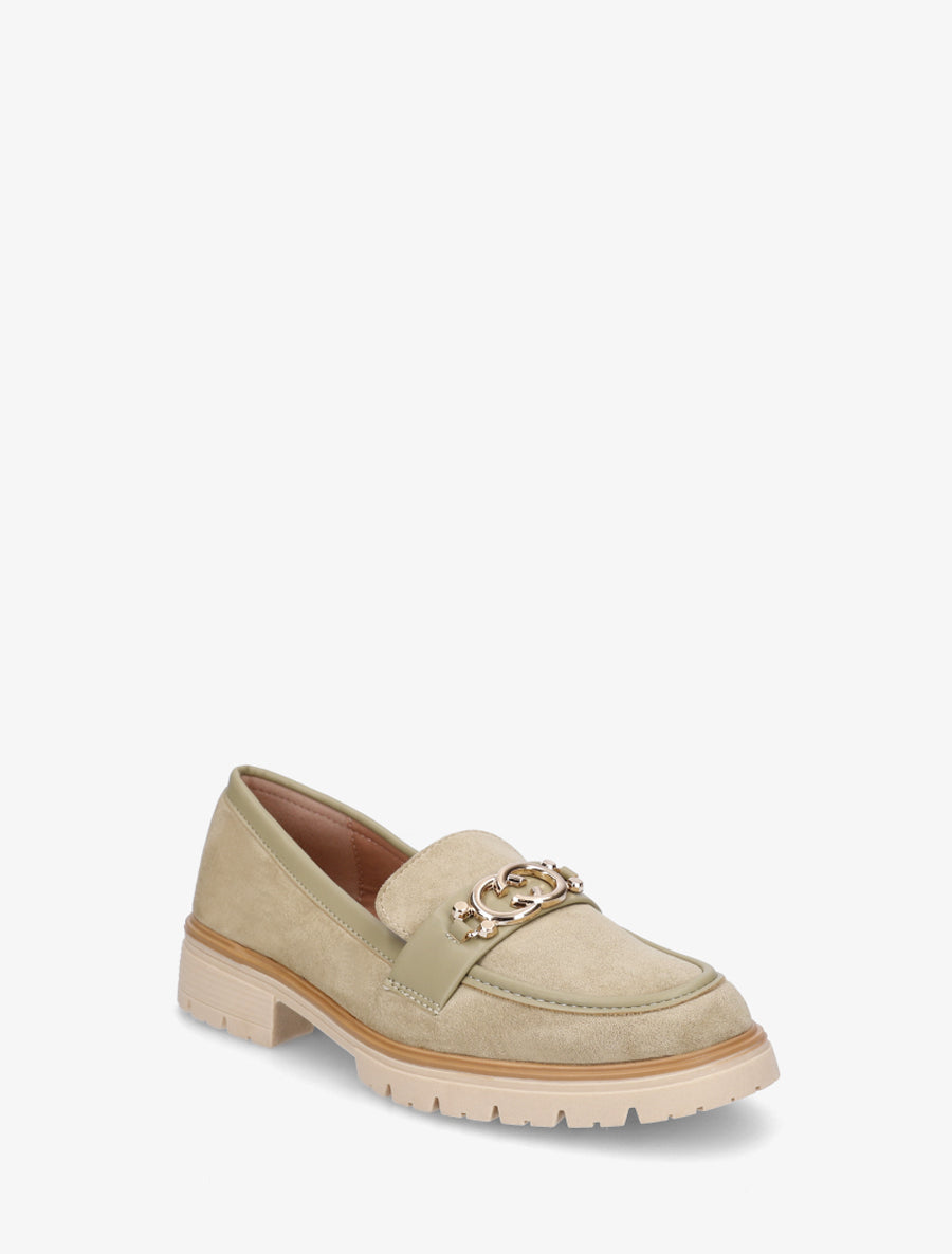 Mocassins en suédine à boucle métallique - Vert olive - 2