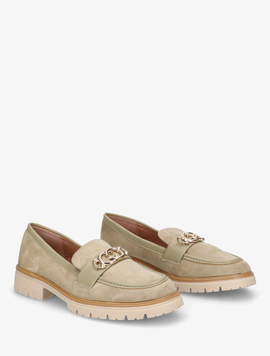 Mocassins en suédine à boucle métallique - Vert olive - 4