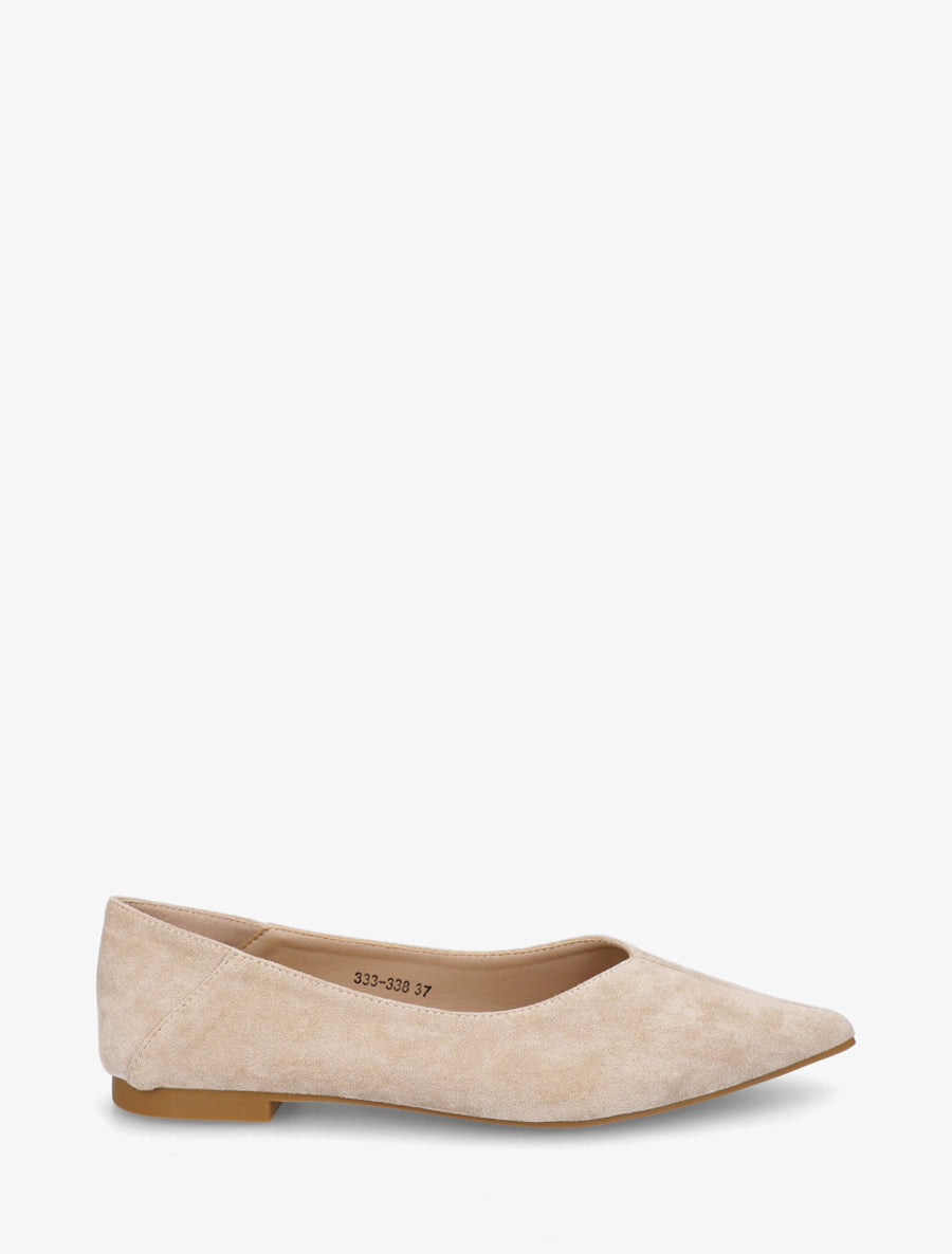 Ballerines en suédine à bouts pointus - Beige - 1