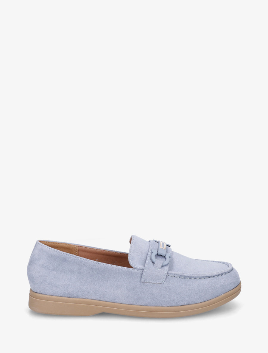 Mocassins plats en suédine - Bleu ciel - 1