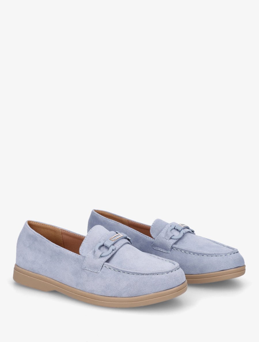Mocassins plats en suédine - Bleu ciel - 4