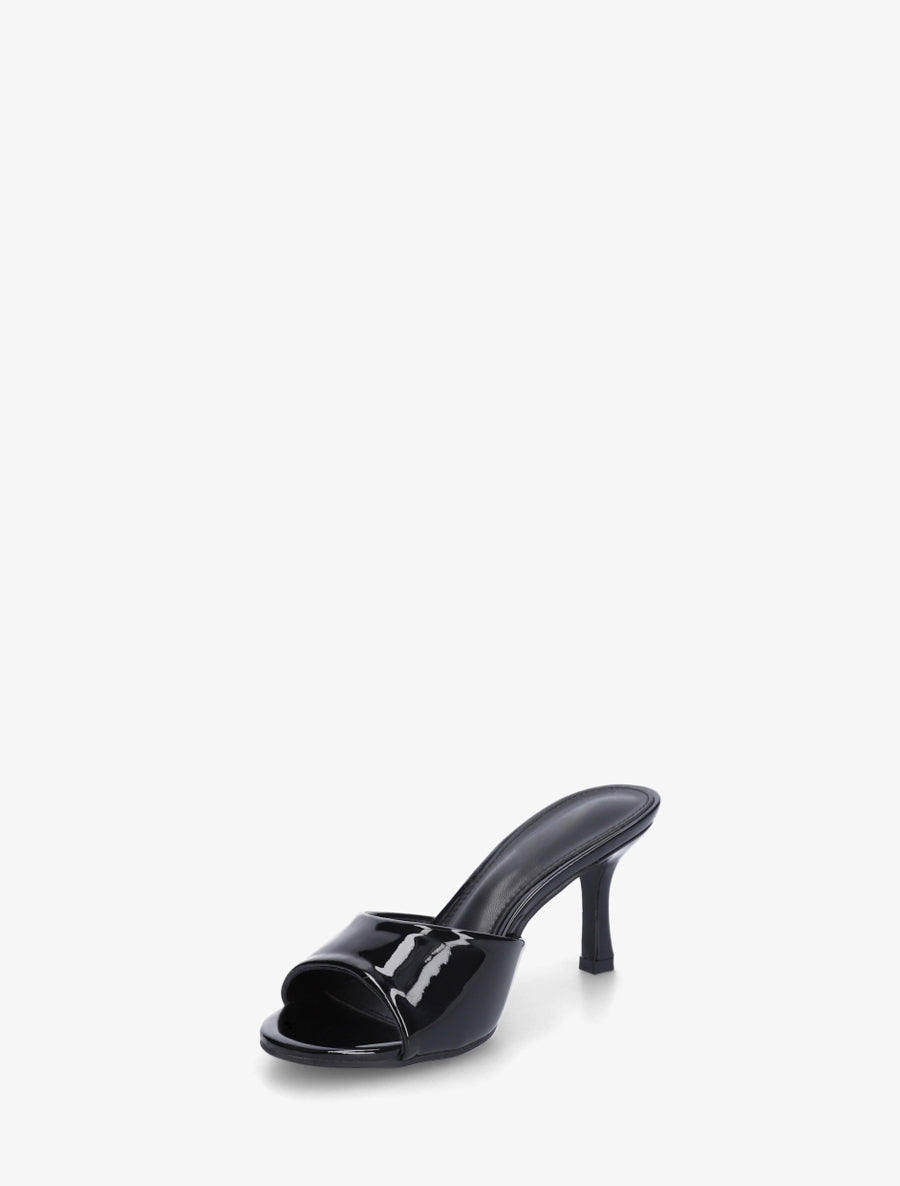 Mules vernies à talon - Noir - 3