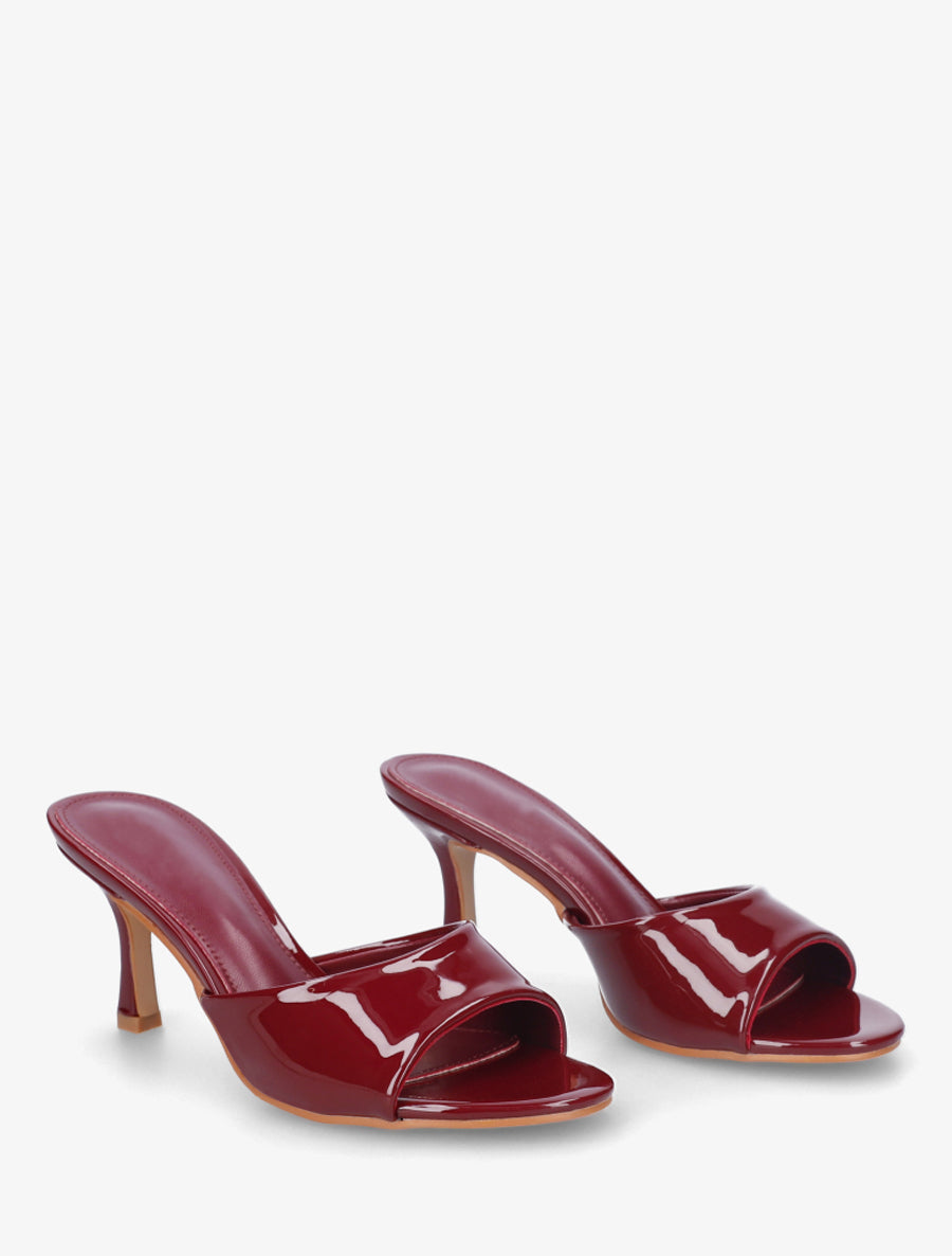 Mules vernies à talon - Bordeaux - 4