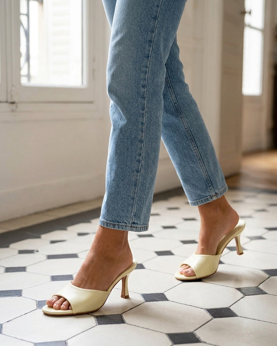 Mules classiques en simili - Jaune pâle