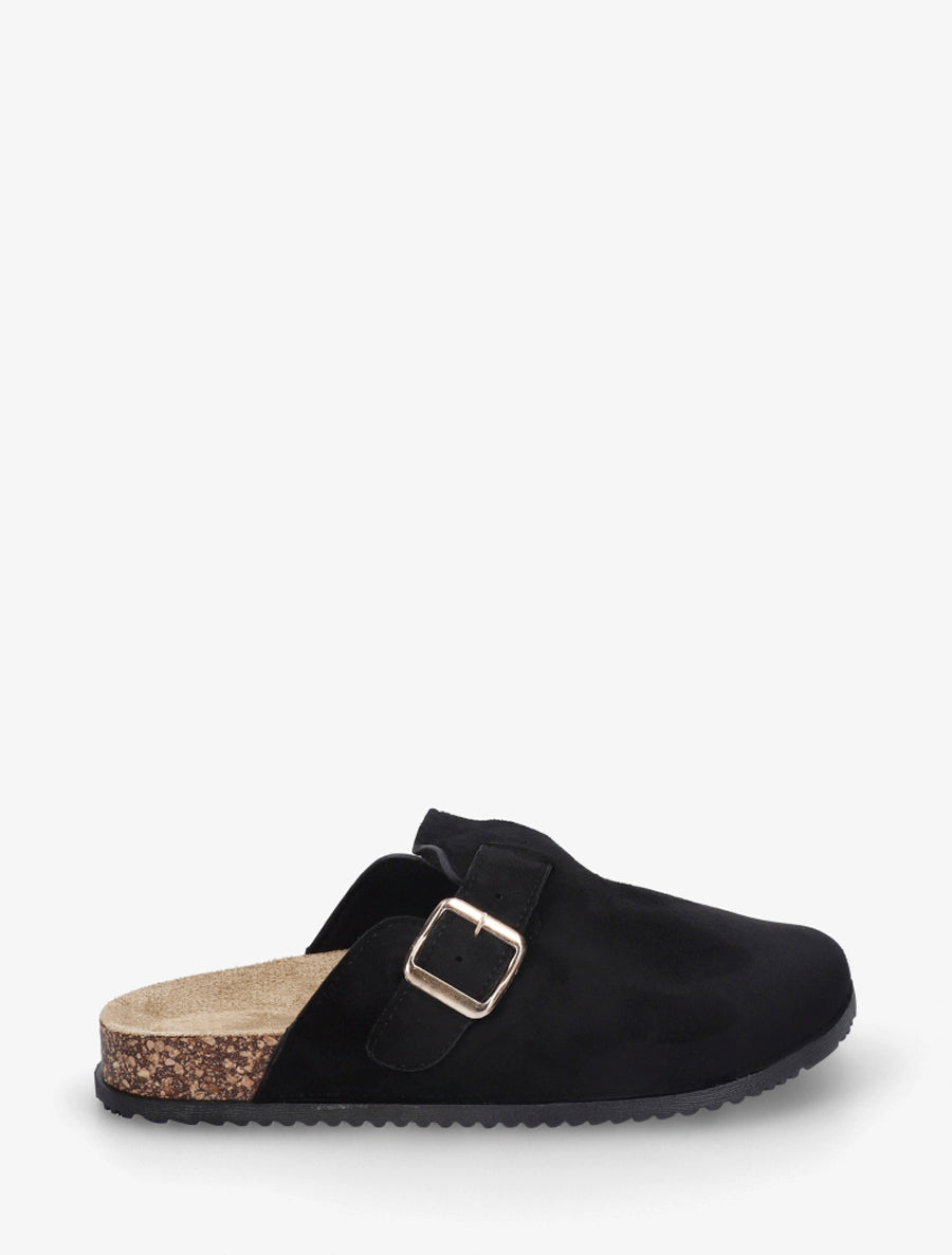 Mules style sabot en suédine - Noir - 1