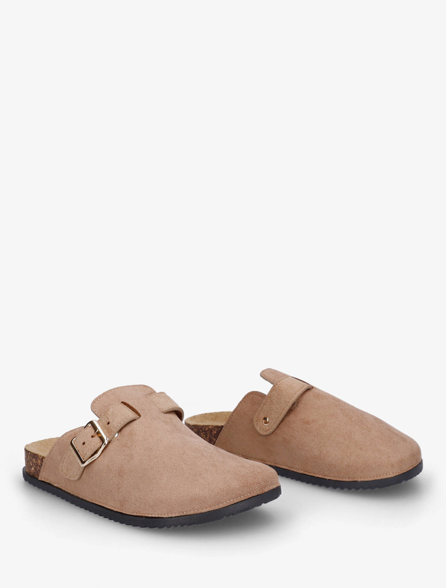 Mules style sabot en suédine - Taupe - 4