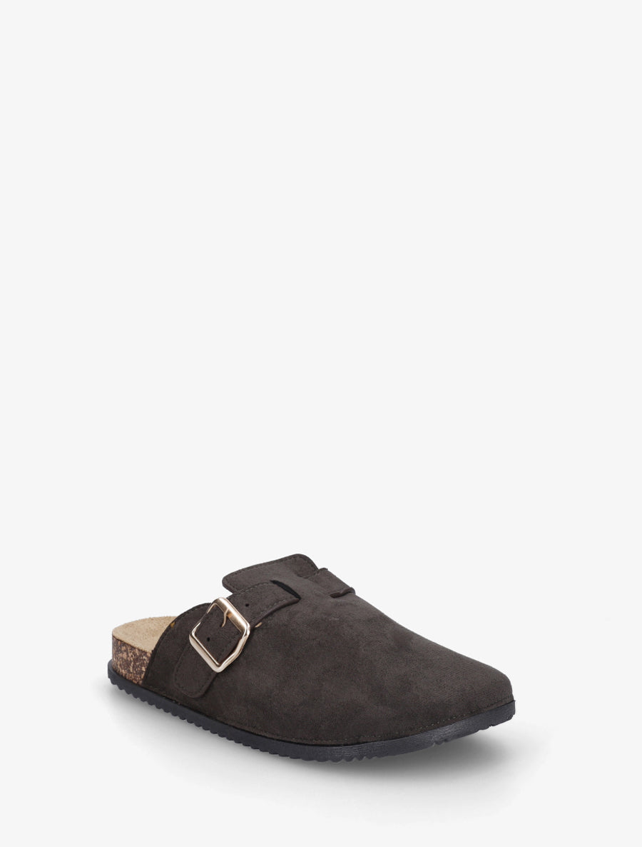Mules style sabot en suédine - Kaki foncé - 2