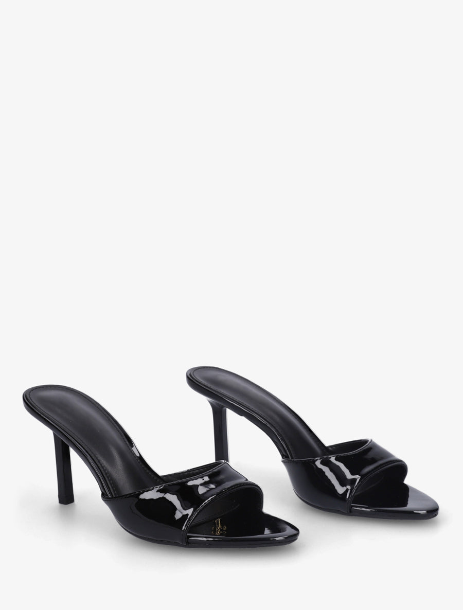 Mules vernies à talon - Noir - 4
