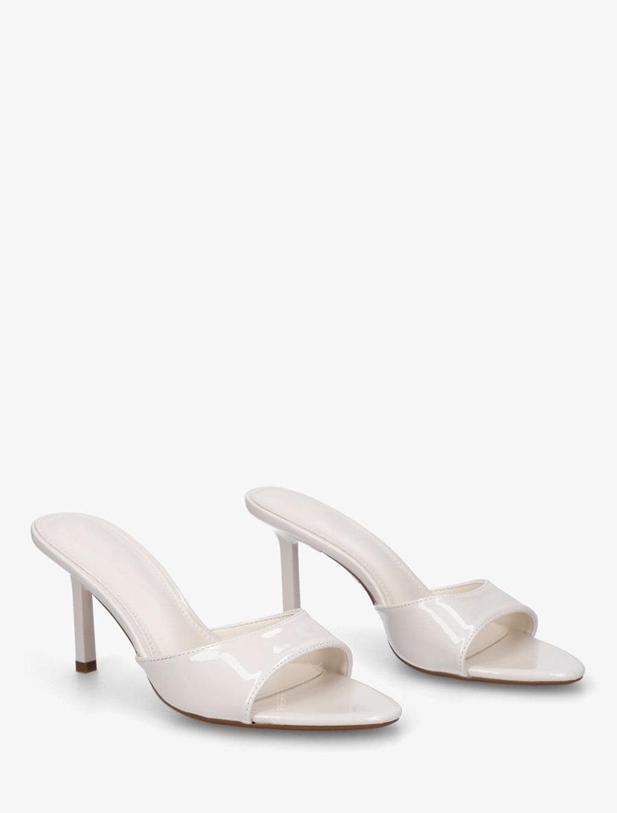 Mules vernies à talon - Beige - 4