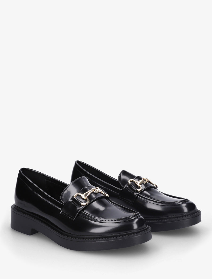 Mocassins en simili à bijou métallique - Noir - 4