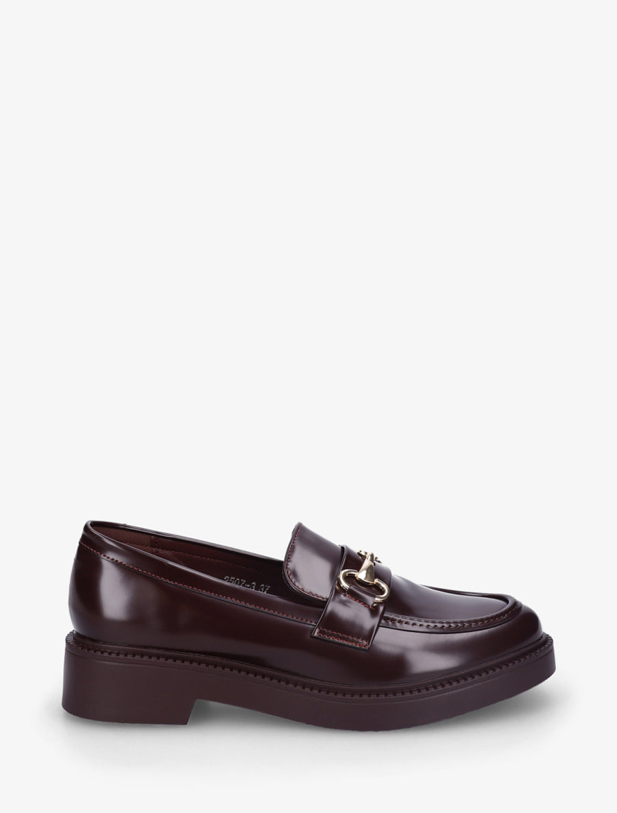 Mocassins en simili à bijou métallique - Bordeaux - 1