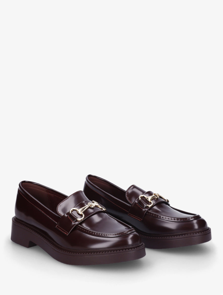 Mocassins en simili à bijou métallique - Bordeaux - 4