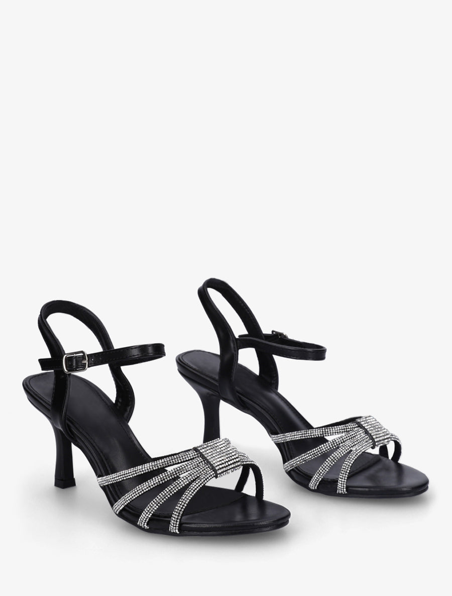 Sandales à bride à strass - Noir - 4