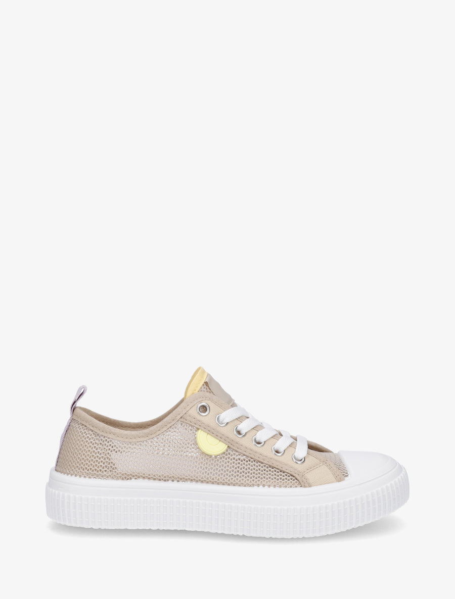 Tennis basique en tissu ajouré - Beige - 1