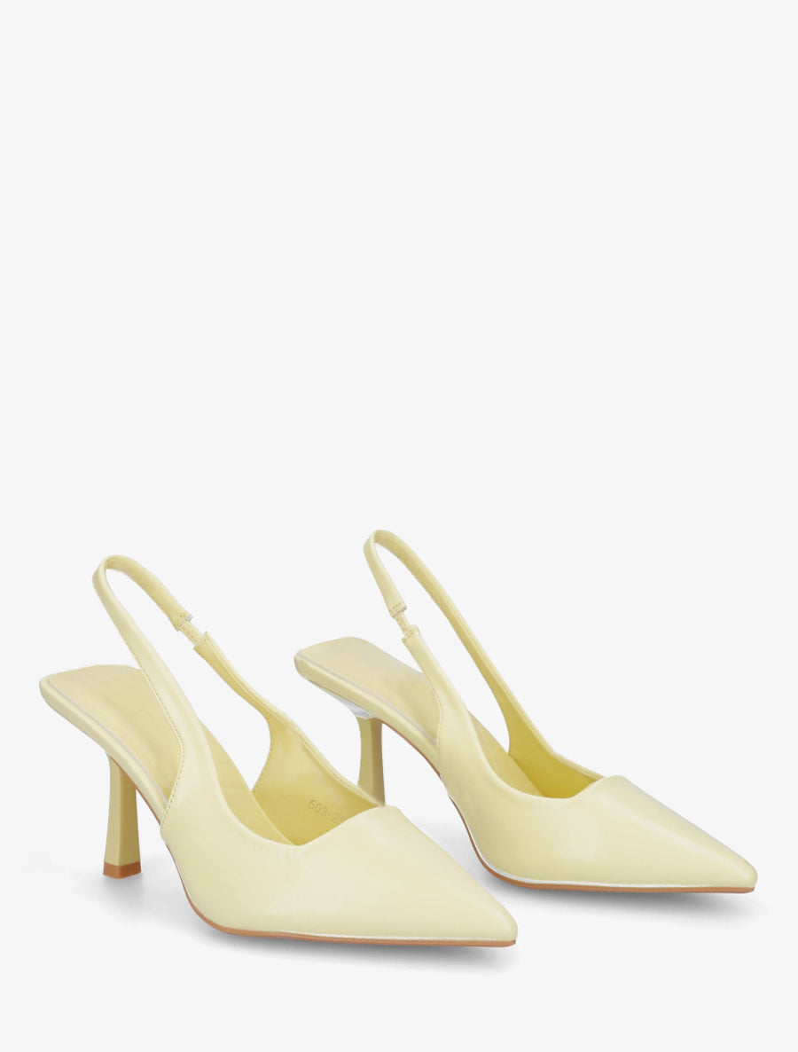 Escarpins à bouts pointus et talon ouvert - Jaune pastel - 4