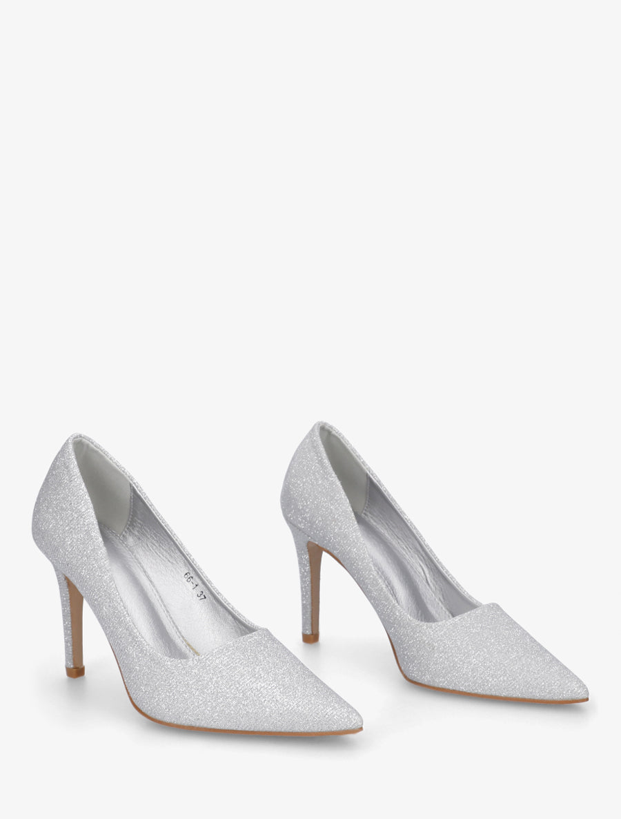 Escarpins pailletés à talon aiguille - Argent - 4