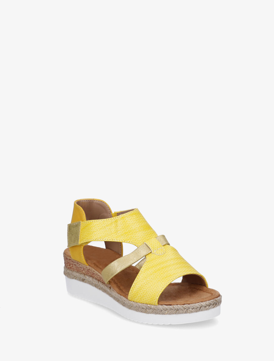 Sandales compensées à bride texturée - Jaune - 2