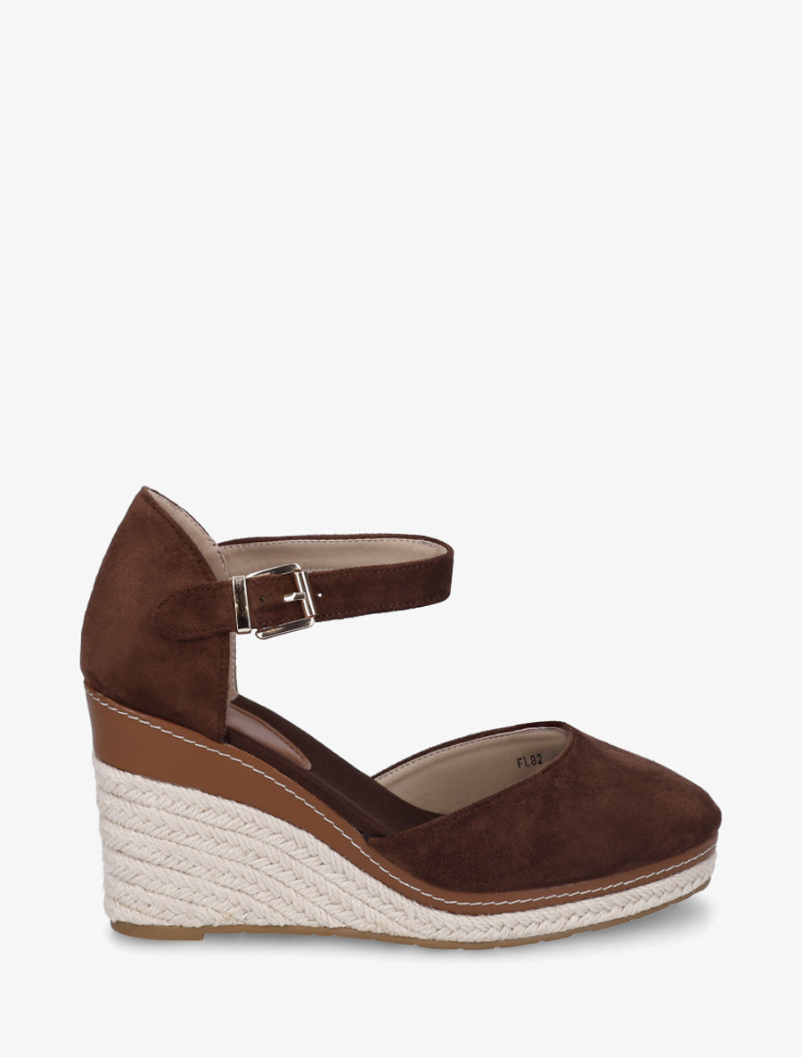 Espadrilles compensées en suédine - Marron - 1