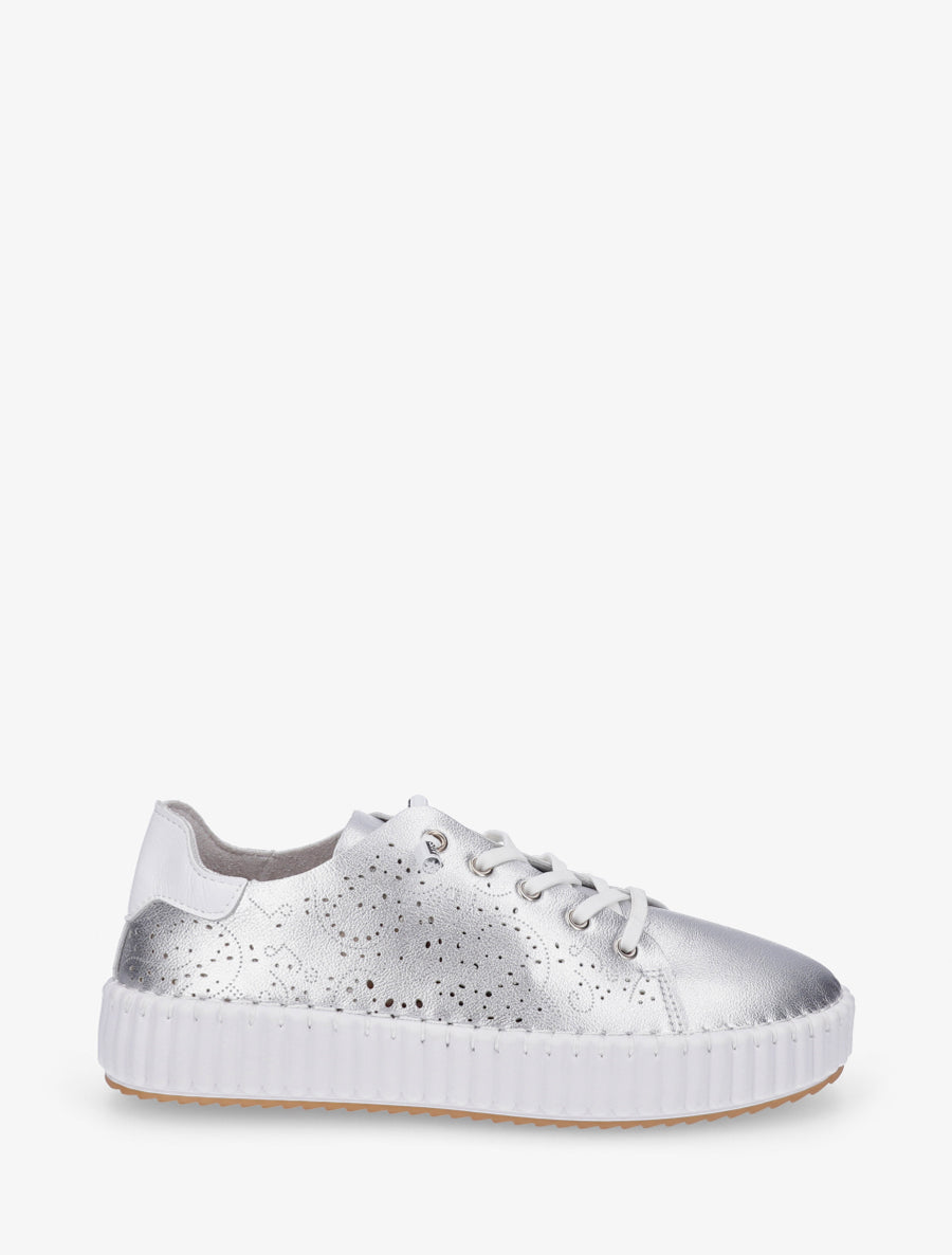 Sneakers souples à motifs ajourés - Argent - 1