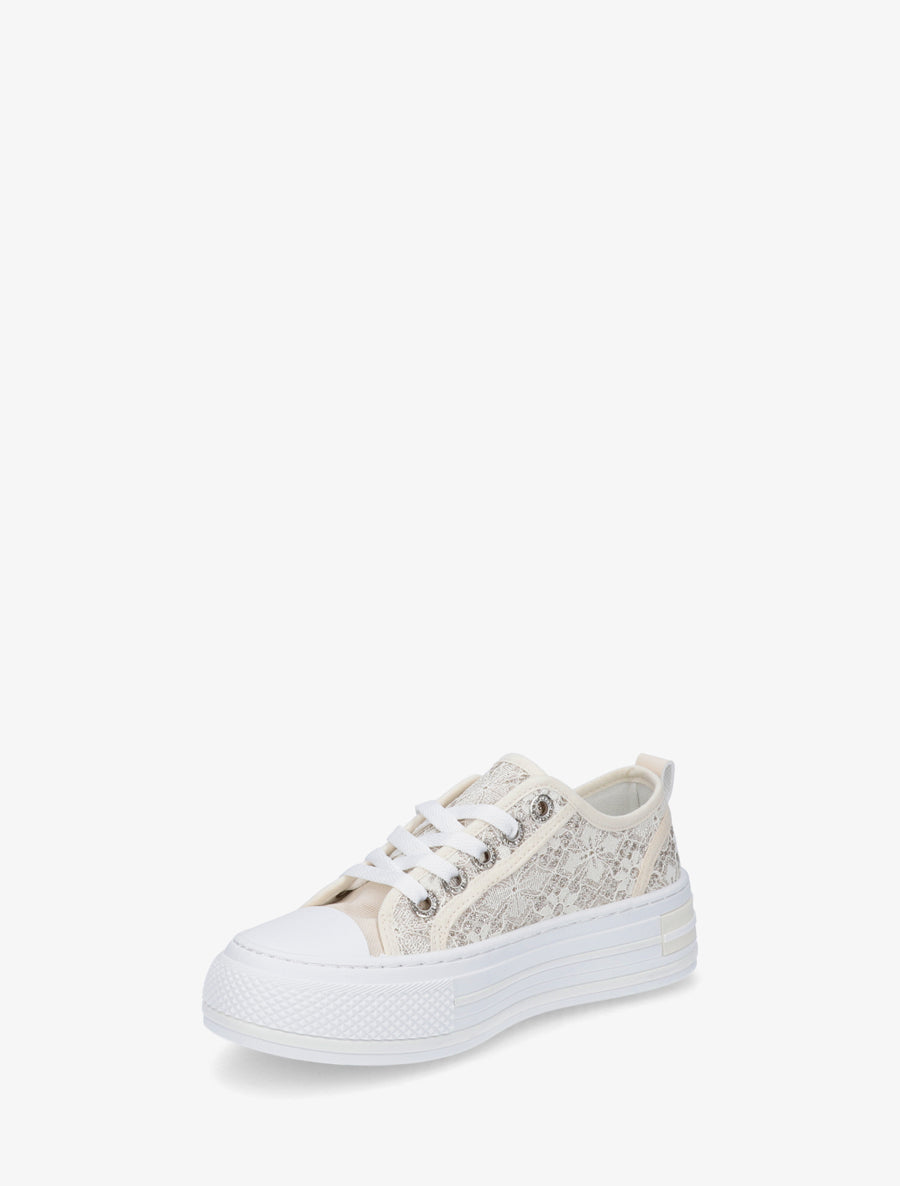Baskets en dentelle pailletée - Beige - 3