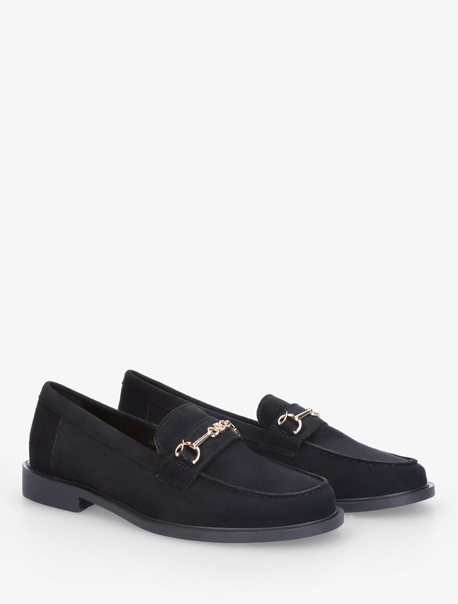 Mocassins en suédine à boucle métallique - Noir - 4