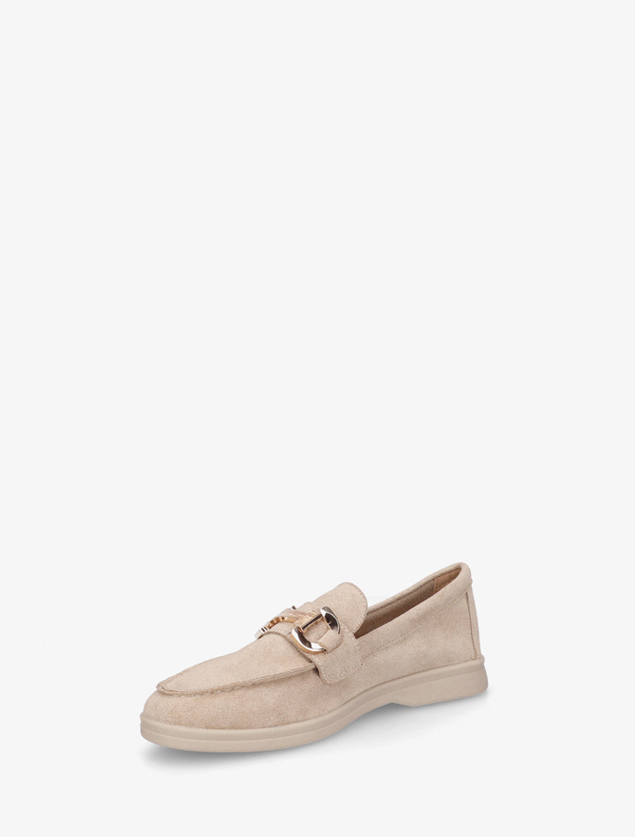 Mocassins en suédine à boucle et semelle plate - Beige - 3